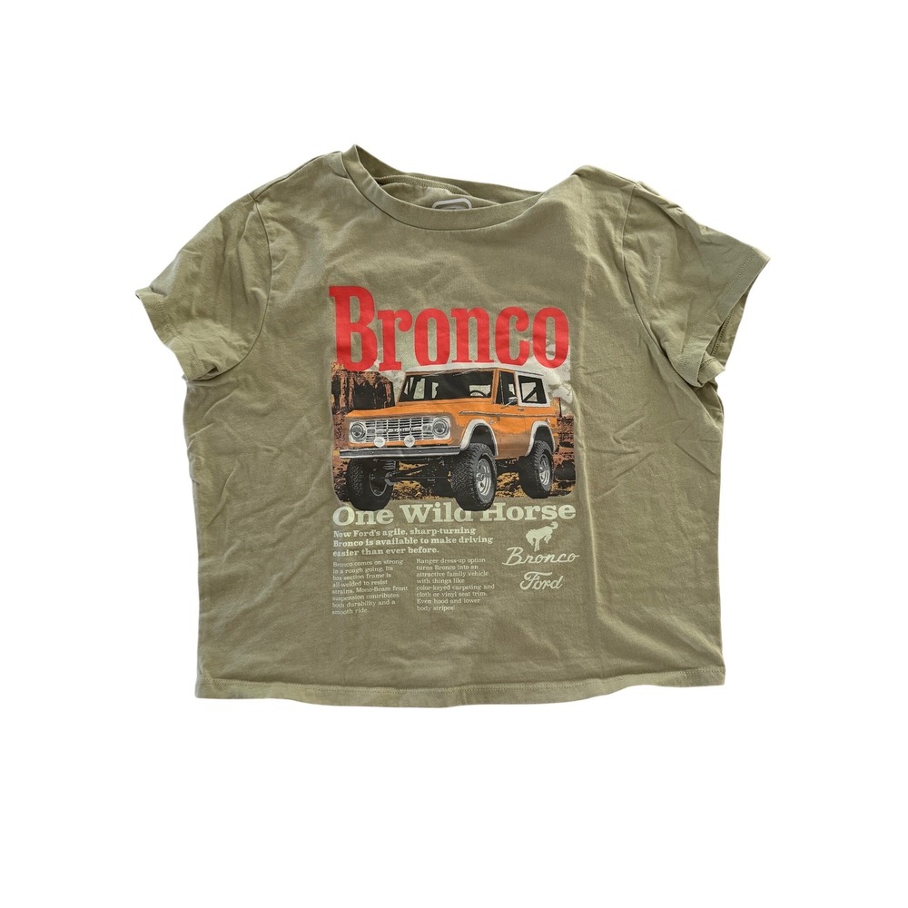 Ford Bronco One Wild Horse Graphic Tee Olive Green Hybrid Apparel XL Womens